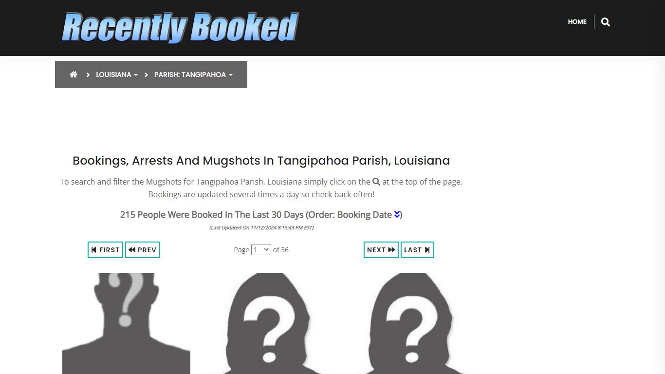 Bookings, Arrests and Mugshots in Tangipahoa Parish, Louisiana