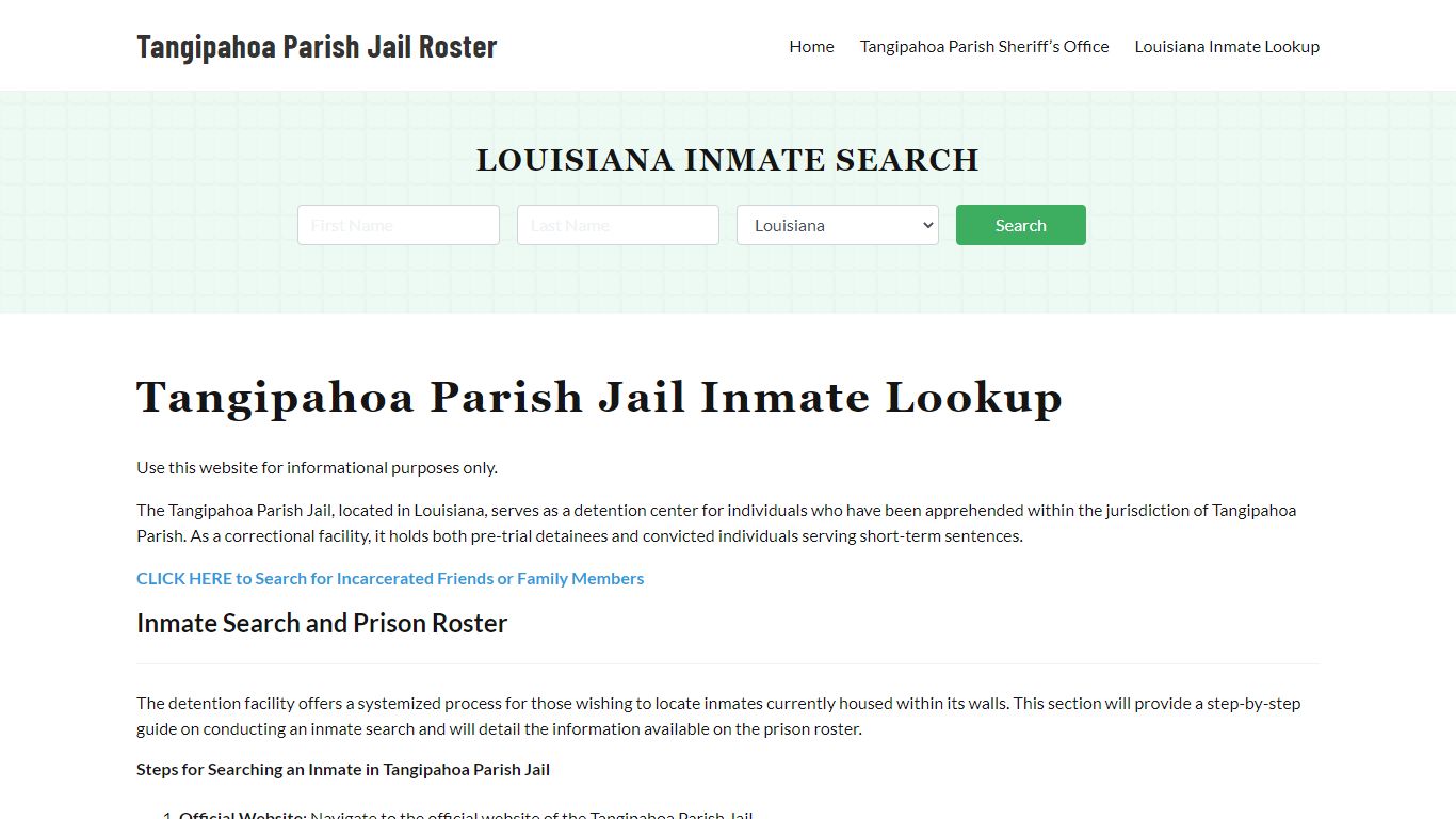 Tangipahoa Parish Jail Roster Lookup, LA, Inmate Search