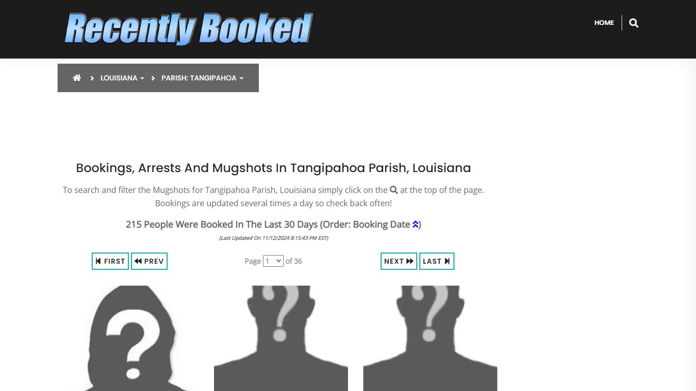 Bookings, Arrests and Mugshots in Tangipahoa Parish, Louisiana